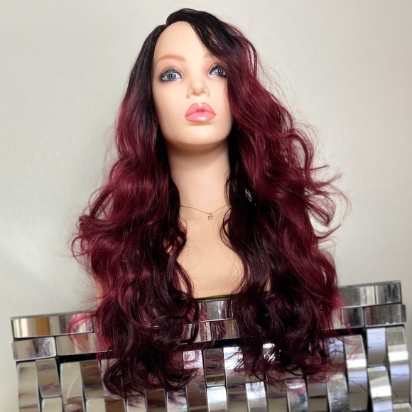 Burgundy red dark mix wig 24 inch long wavy - Picture 7 of 7